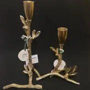 ANTHROPOLOGY Pair CAMILLE Gilded Candle Holders New With Tags
