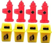 KONTONTY 8Pcs Miniature Trash Can Fire Hydrant Model Realistic Mini House Decor DIY Micro Landscape Traffic Accessories for Table Scene and Photography