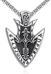 Cross Arrowhead Necklace Sterling Silver Viking Pendant Jewelry Gifts for Men