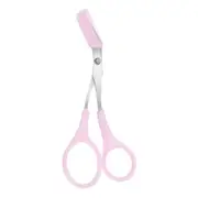 Eyebrow Trimmer Scissor with Comb Woman Men Hair Removal Grooming Tool - Pink