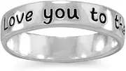 [JewelryWeb] 925 Sterling Silver Love You To Celestial Moon Back 4.5mm Band Ring Statement-Ring for Women and Men
