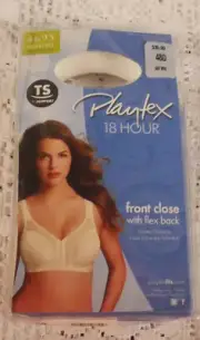 NIB PLAYTEX 18 HOUR FRONT CLOSE/FLEX BACK BREATHABLE LT.BEIGE 48D BLACK 4695 BRA
