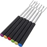 GRADENEVE Portable Fondue Forks Extendable Design 6pcs Skewer Set for Cheese Roast Fondue BBQ Stainless Steel Kitchen Tools