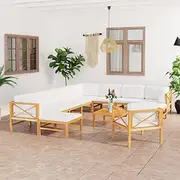 Patio Furniture Sets 12 Piece Garden Lounge Set with Cream Cushions Solid Teak Wood