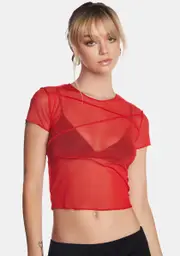 [Motel] Red Zorave Mesh Top