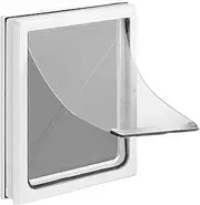 Pet Scene Dog Acess Door for Pet Cat Dog Large Size 36.5x30x7CM,Dog Pet Door Flap with 2-Way Locking,Safe Brushy Security Wall Metal Slide-in Lockable Panel