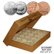 25 Direct Fit Airtight H39 Coin Capsules For 1oz SILVER ROUNDS or COPPER ROUNDS
