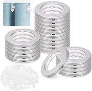 Mardatt 20 Pack Curtain Grommets 1.6 Inch Inner Diameter Silencing Self Locking Low Noise Rings for Curtain Rod Shower Curtain (Silver)