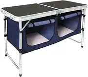 BAOJUHUIKANG Indoor/Outdoor Adjustable Height Small Folding Table, Portable Picnic Barbecue Table with Handle and Storage Bag Suitable for Camping, Gathering, Patio Party