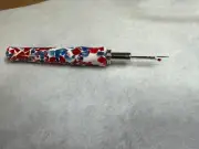 Hand carved Olde Glory Olympic Acrylic seam ripper sewing tool Silver finish