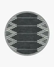 245' Round | Machine Washable Runner Rug | Kid & Pet Friendly | Indoor Rug | Sloane Black Rug | Ruggable