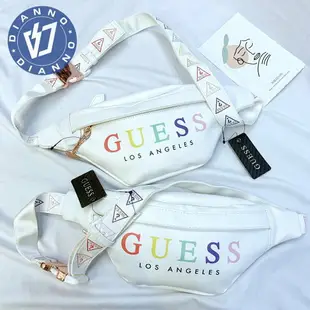 帝安諾-實體店面 現貨GUESS Guess LOGO腰包 字母 倒三角 胸包 金屬扣環 側背包 黑 粉紅色 白色 男女【APP下單享4%點數】