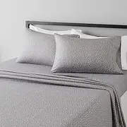 Amazon Basics Lightweight Super Soft Easy Care Microfiber Bed Sheet Set with 36-cm Deep Pockets - Queen, Gray Arrows