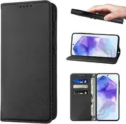 [LANJLM] Wallet Case for Samsung Galaxy A55 Phone Cases Premium Leather PU Flip Cover Magnetic Shockproof Closure Book Design with Kickstand Feature & Card Slots Galaxy A55 5G Case - Black
