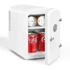 6L 9 Cans Mini Fridge with Observation Window Cooler and Warmer Black/White
