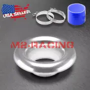 4" Silver Short Ram Air Intake Turbo Horn Aluminum Velocity Stack Silicone Hose