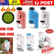 Mini Pocket Microscope Kit 80X-200X Handheld Microscope with LED Light for KiD2