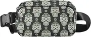 [GuoChe] Fashion Crossbody Bag Waist Packs Women Men Happy Halloween Funny Skulls Mini Chest Bag Belt Bag with Adjustable Strap for Travel Shopping Running, Happy Halloween64, 8" x 5.3" x 2.3", Retro