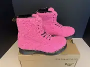 New! Womens Dr. Martens 1460 Pascal Clash Pink Faux Sherling Boots. Size 8. Nice