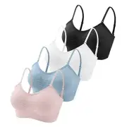 4 Pieces V Neck Padded Bralette Cami Bra Wireless Tank Top Sports Bra with