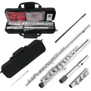 Advance 16 Hole C Key Flute with Cleaning Rod Case Closed Hole Nickel Silver