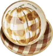 Mud Pie H1 Gather Thanksgiving Fall 12" & 14" dia Nested Wood Bowls 46000225