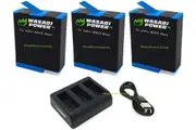 Wasabi Power HERO9 Battery (3-Pack) and USB Triple Charger, High-Speed 3-Channel Charger for GoPro Hero 9 Black (Fully Compatible with GoPro Hero 9 Original Battery and Charger)
