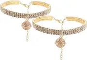 BELLIFFY 2Pcs Adjustable Rhinestone Pet Necklace with Bells Bling Collars for Cats and Dogs Elastic Pet Accessories for Easy Location and Comfortable Fit