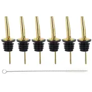 6Pcs Stainless Steel Bottle Pourers, Wine Bottle Stoppers, Gold