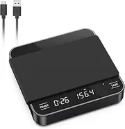 OQIMAX Digital Coffee Scale with Timer 2 kg/0.1g Precision USB Rechargeable Espresso Coffee Scale Temperature Resistant Coffee Scale with HD LED Screen 3 Units High Sensitivity Touch Button