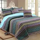 Rural Style Patchwork Quilt Bedspread Coverlet Throw Rug Queen/King 100% Cotton