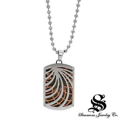 SIMMONS Dog Tag Necklace W/ Genuine Diamond in Three tone Stainless steel