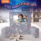 Modular Glow in the Dark Kids Play Couch 4 Pieces Toddler Sofa Grey