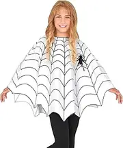 Widmann 48143 - Poncho for Children, Spider and Web, Black and White, Cape, Throw, Robe, Spider, Cobweb, Costume, Fancy Dress, Theme Party, Carnival, Halloween
