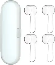 Electric Toothbrush Travel Case for Oral-B Toothbrushes - 4 Pcs Toothbrush Head Covers Compatible with Oral B Electric Toothbrush Heads (White)