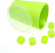 DiceCupFlex - Flexible Dice Cup with Lid Including 5 Dice - Made in Germany (Neon Green)