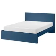MALM bed frame, high, blue/Luröy, Double