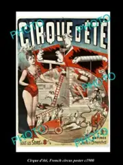 OLD POSTCARD SIZE PHOTO OF FRENCH CIRCUS POSTER c1900 CIRQUE D'ETE ANIMALS