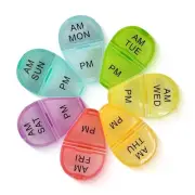 7-Day AM/PM Pill Organizer - Floral Shaped Weekly Medication Box with 7 Color...