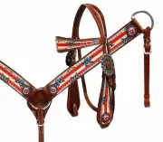 Stars and Stripes Patriotic Browband Headstall and Breast Collar and Reins NEW