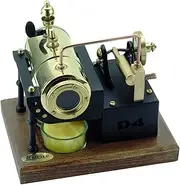 Wilesco Steam Engine D4 - Small, Black, Manual, Candle Powered, Historical/Classic, 1 or More Players, No Batteries Required, Wooden Board, Assembly Parts