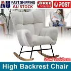 White Modern AU Rocking Chair W/ High Backrest Sherpa Padded for Nursery Bedroom