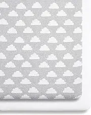 Snüz 2 Pack Crib Fitted Sheets 44 x 80cm – Cloud Nine Design – Light, Breathable & Luxurious Jersey Cotton Made to Last & Designed to Fit Pod Bedside Cribs