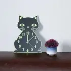 Wooden Wall Clock Decoration Cute Cat Ornaments Night Luminous Silent Quartz