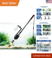 Efficient 6-in-1 Aquarium Vacuum Cleaner with Quiet Operation and Storage Ease