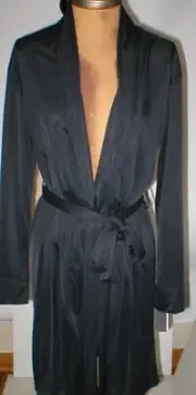NWT New Designer Natori Short Wrap Robe Womens S Silky Sexy Belt Black Small