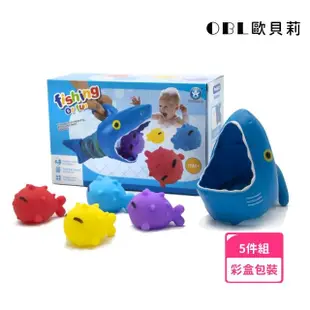 【OhBabyLaugh】洗澡玩具-鯊魚立體撈魚組(兒童戲水玩具/洗澡玩具/玩水玩具/撈魚噴水玩具)