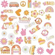 280Pcs Hippie Theme Temporary Tattoos Stickers 70's Theme Tattoos Stickers Hippie Face Body Sticker For Adults And Kids Cute Cartoon Printing Groovy Assorted Groovy Party Supplies