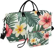 [ZRYSMY] Palm Tree Florals Duffel Bag for Traveling, Travel Bag Gym Bag, with Multiple Interior Pockets Shoulder Weekender Bag for Women Men with Toiletry Bag 20.5L x 1.9W x 13.8H, Multi-Colored, one
