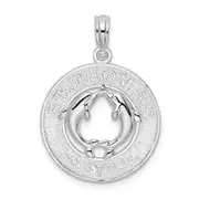 Sterling Silver De-Ani Rhodium-Plated St. Thomas Circle With Dolphins Pendant